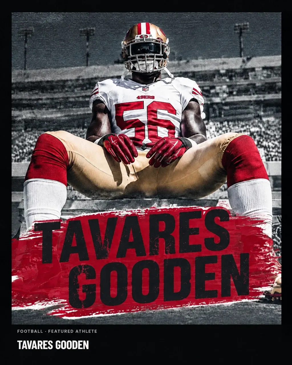 Tavares Gooden in a football uniform, featured in Roc Street artwork