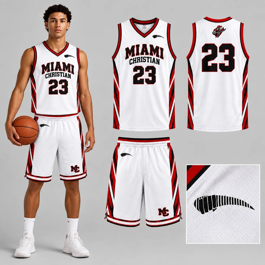 Miami Christian School white uniform concept sheet